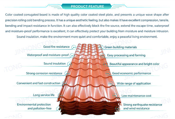 Materiale da costruzione RAL COLOR PPGI personalizzato Color Coated corrugato Wave Steel Roof Sheet per SGCH Grade Tile Iron Plate Steel