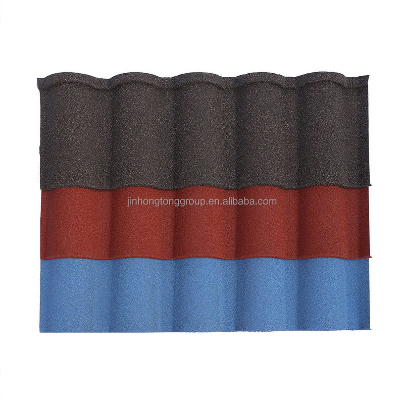 Zn-Al Galvalume Steel Stone Coated Metal Roof Tiles con spessore da 0,22 mm a 0,5 mm e buona disponibilità